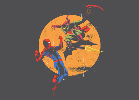 Spider-Man v. Green Goblin T-Shirt Design by Yannick Bouchard Spider-Man v. Green Goblin T-Shirt Design by Yannick Bouchard