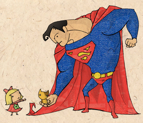 Childlike Superman Illustration