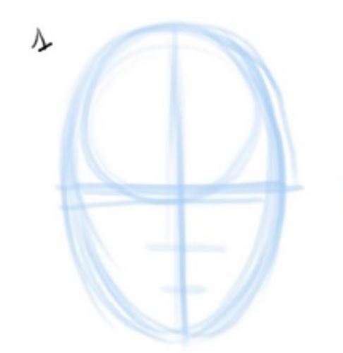 Illustration of the basic head shape used in the blog post “How To Draw A Face.”
