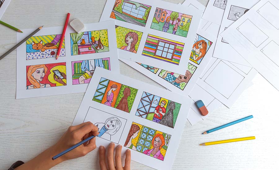 Image showing an artist creating a storyboard.