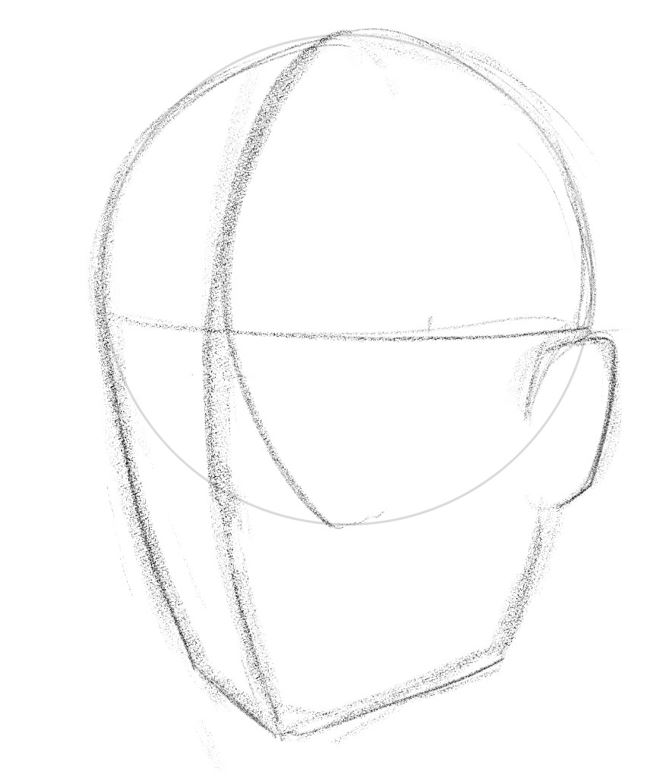Illustration of a cranium and a jaw. Image used in the “Drawing Head Angles - A Visual Guide for Beginners” blog post.​