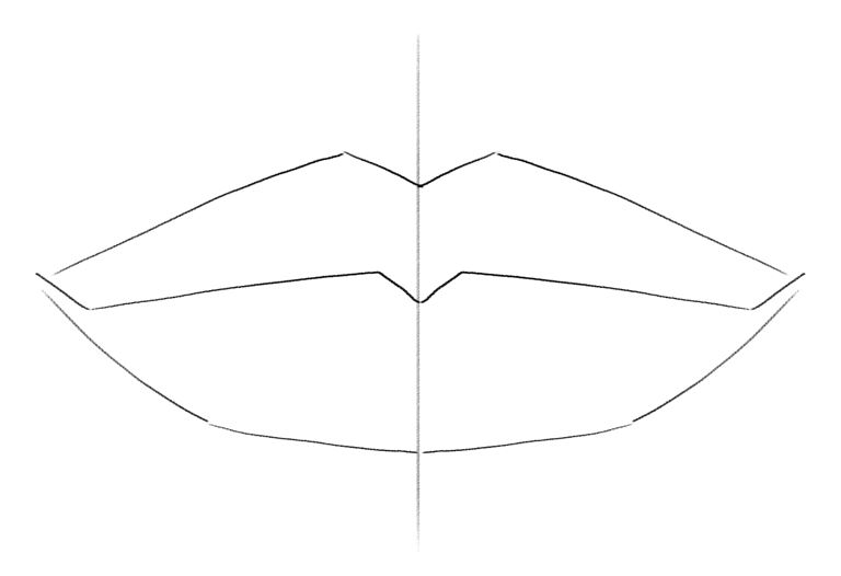 A photo showing the finished mouth outline.