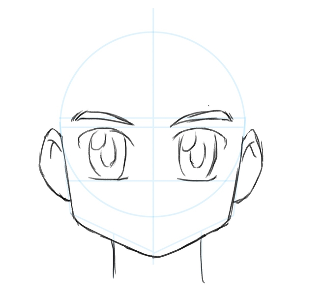 How to Draw a Basic Manga Man Head Front View  StepbyStep Pictures   How 2 Draw Manga