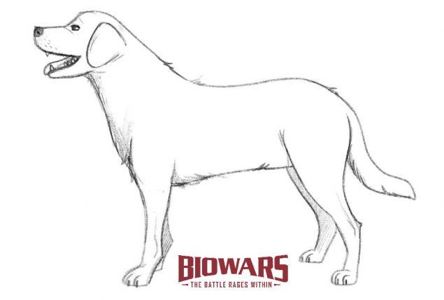 Drawing of a dog from the side. Image used in the “How To Draw A Dog” blog post.