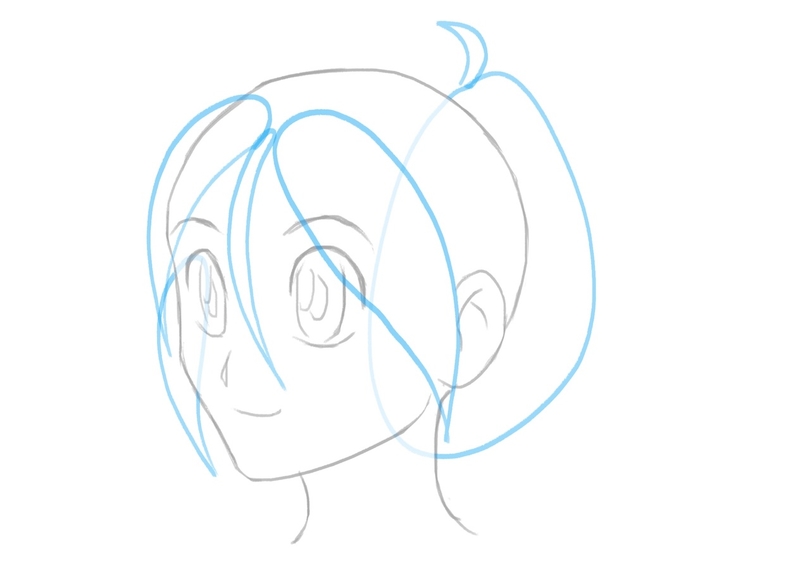 The outline of an ahoge is added to the top of the character's head.​