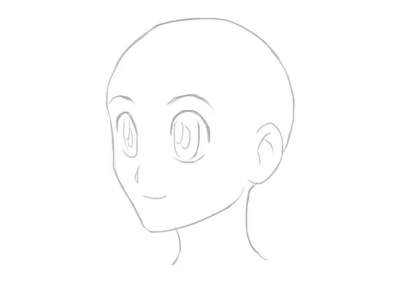 The head drawing used as a starting point for the ponytale hairstyle. Image used in the 
