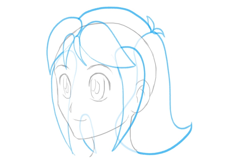 The outline of the ahoge at the top of character's head.​