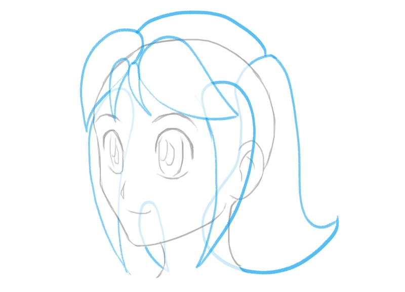 The outline of the character's hair on the back.​
