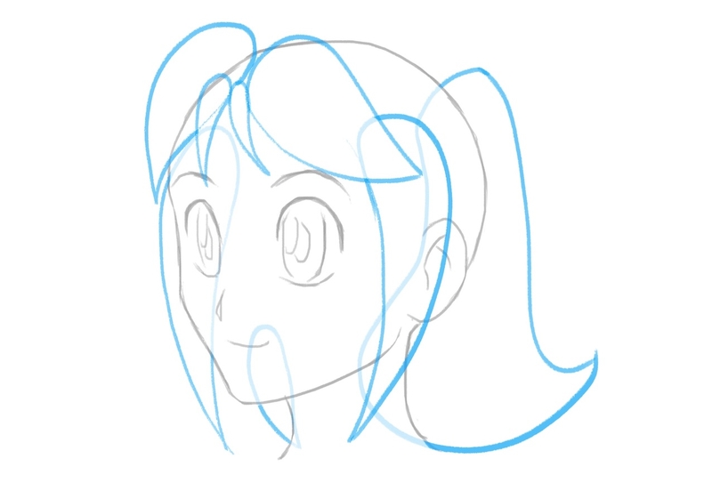 The outline of the character's hair on the left side.​