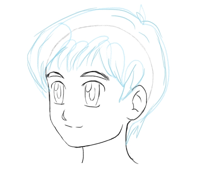 All strands are connected in a cohesive short male anime hair outline.