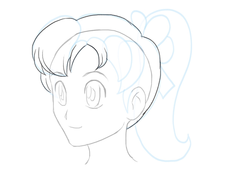 Partly contoured bangs on the left side of the face.​