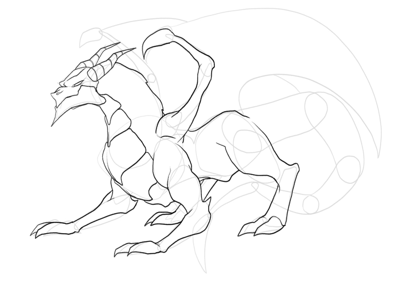 The contour of the dragon’s back legs. 