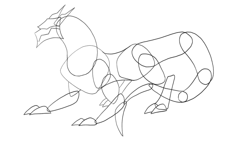 The dragon’s back right leg is now finished. 
