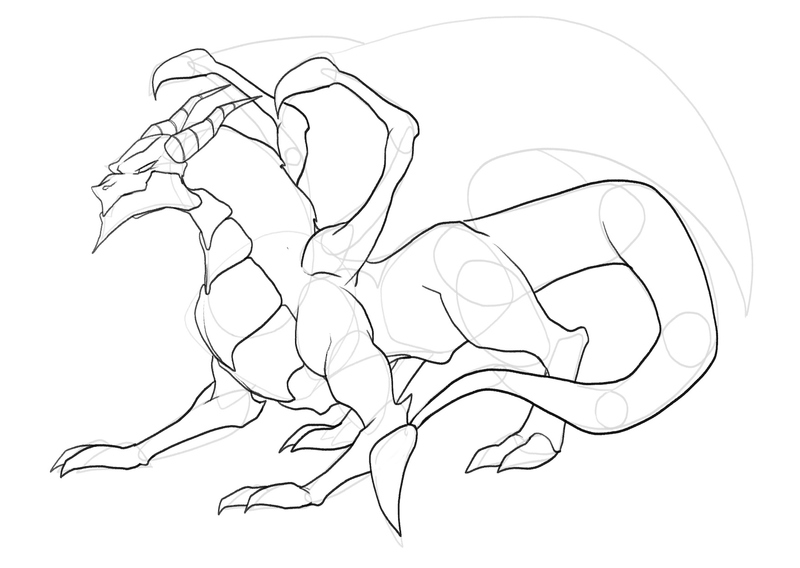 The contour of the dragon’s right wing. 