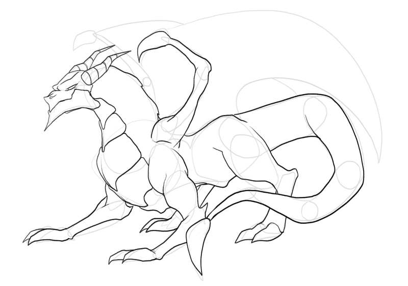 The contour of the dragon’s tail. 