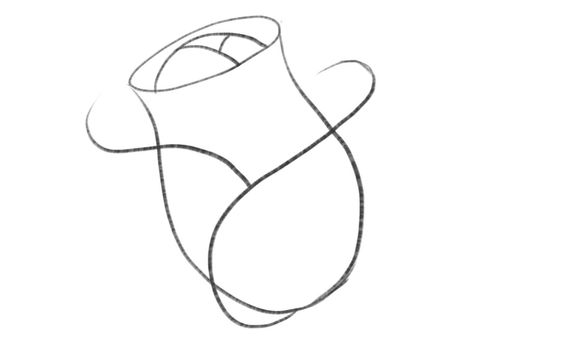 The second S-shape starts at the bottom center, goes through the middle of the core and extends to the right from the rose.