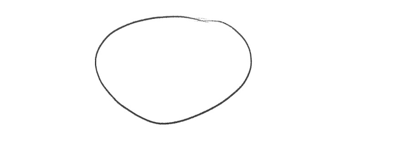 Illustration of an oval shape used as a base for the skeleton hand drawing.​
