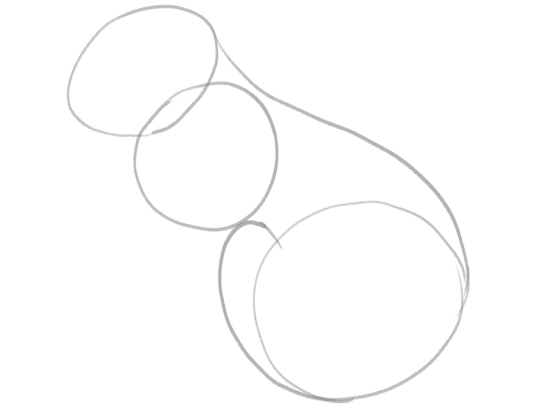 The top and bottom circle are connected to shape the bunny’s back. 