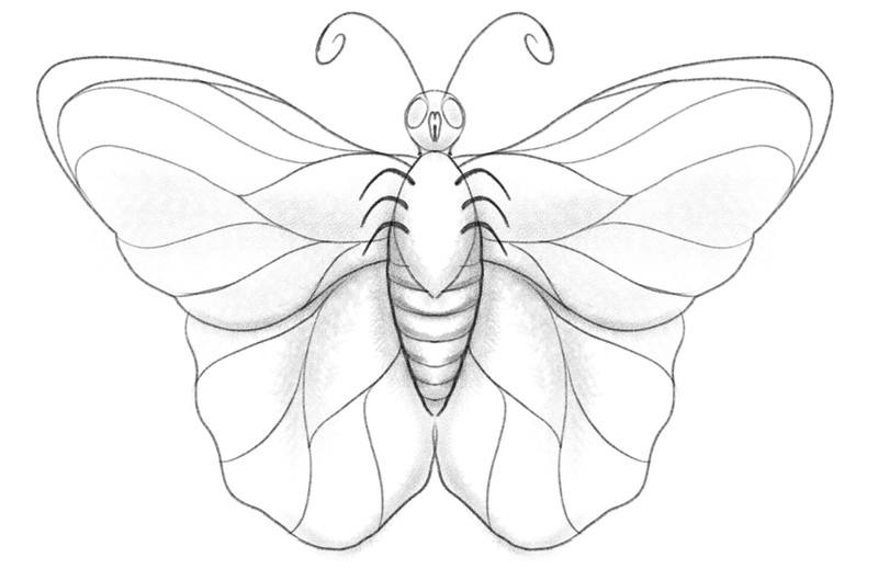 The butterfly drawing is finished. 