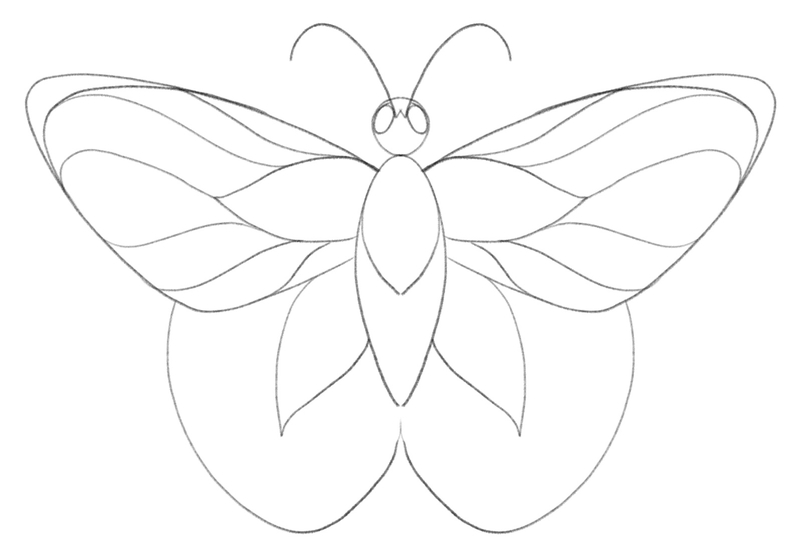 Wavy lines are added to the surface of the upper wings, making them look groovy.  
