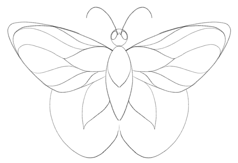 Wavy lines are added to the surface of the upper wings, making them look groovy.