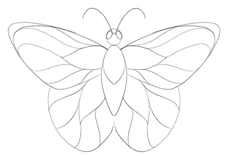 Wavy lines are added to the surface of the lower wings, making them look groovy as well. 