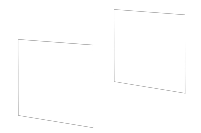 Two diagonal squares are connected, forming a square prism.