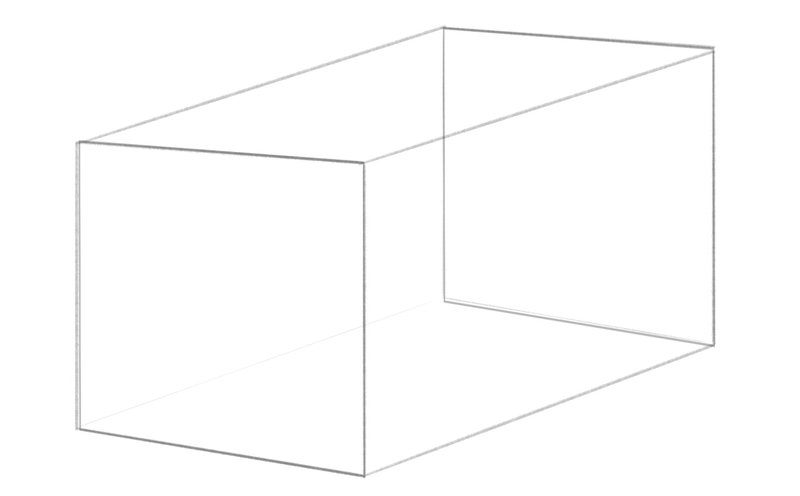 Two diagonal squares are used as the basis for the car drawing.