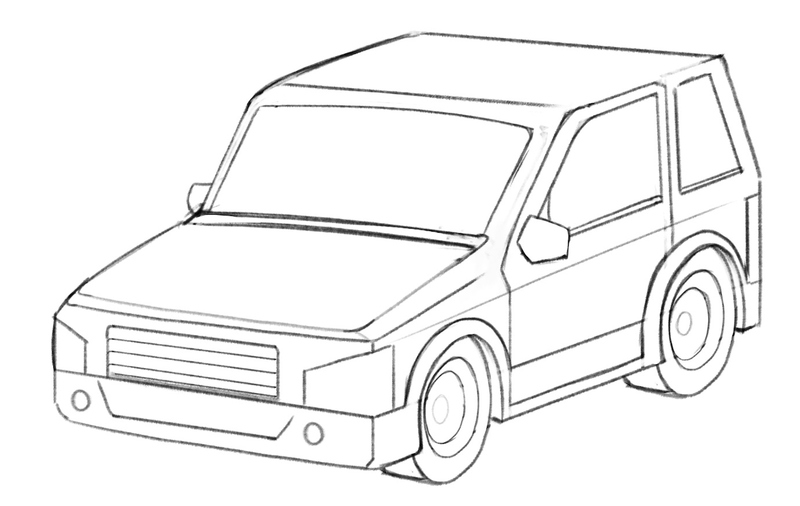 The top of the windshield is curved to make it look more realistic.