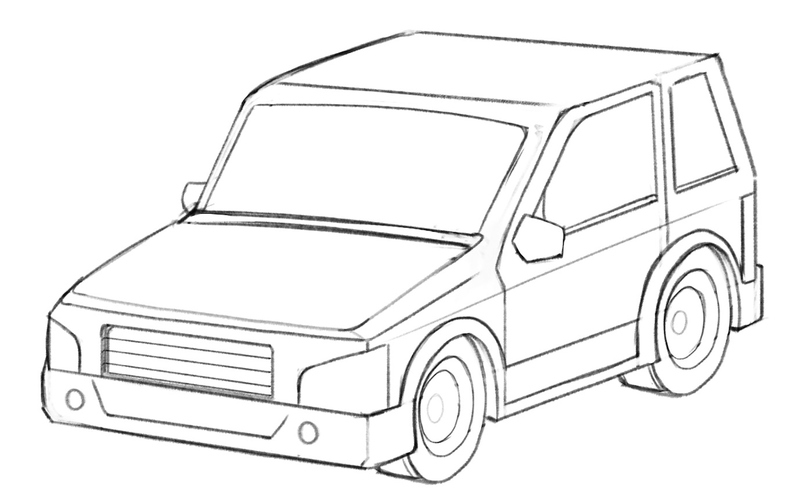 The rear bumper is extended and attached to the back of the car.