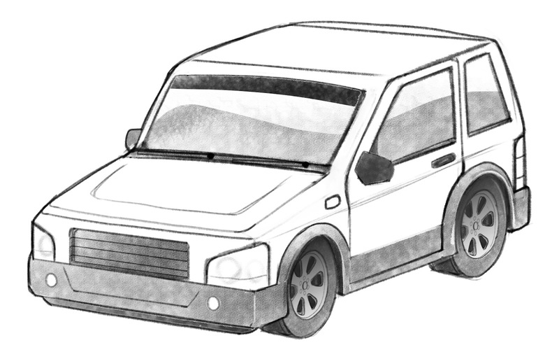 The rims and bumpers are shaded.