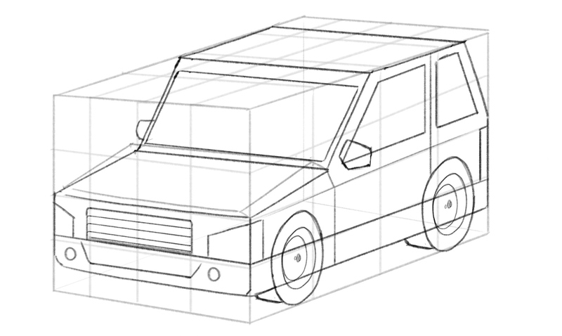 A circle is drawin inside the tires. That’s where the rims will be.