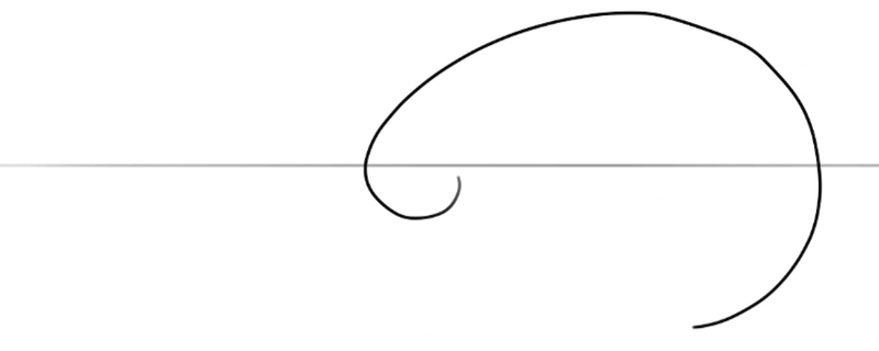 A curved line.