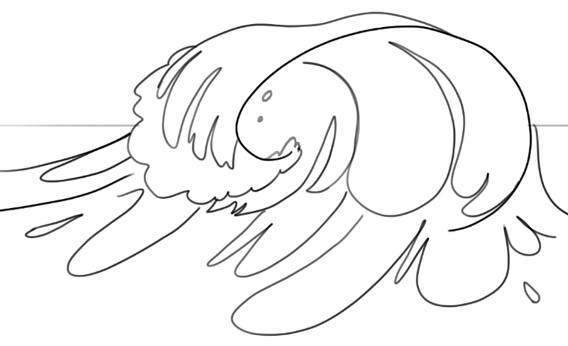 Finished outline of the wave.