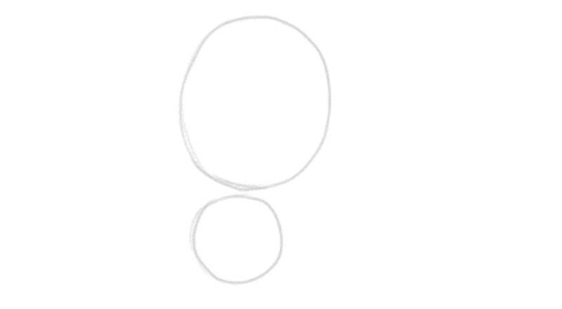 A drawing of two circles one below the other.​