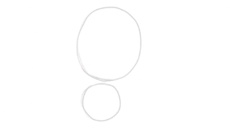 A drawing of two circles one below the other.