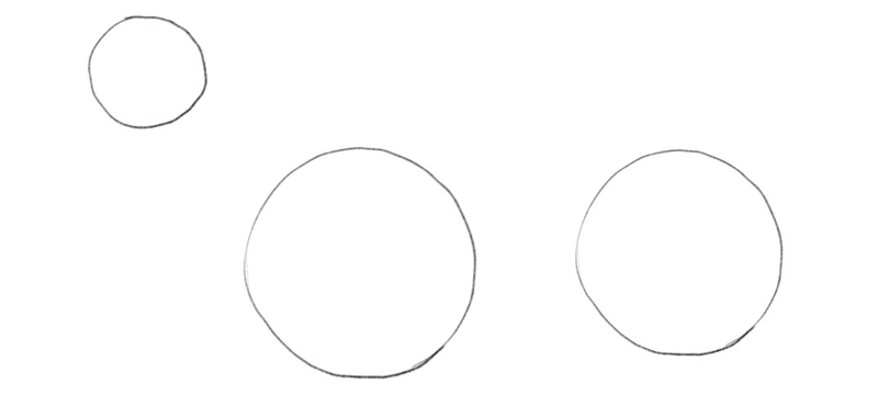 A drawing of three circles.​