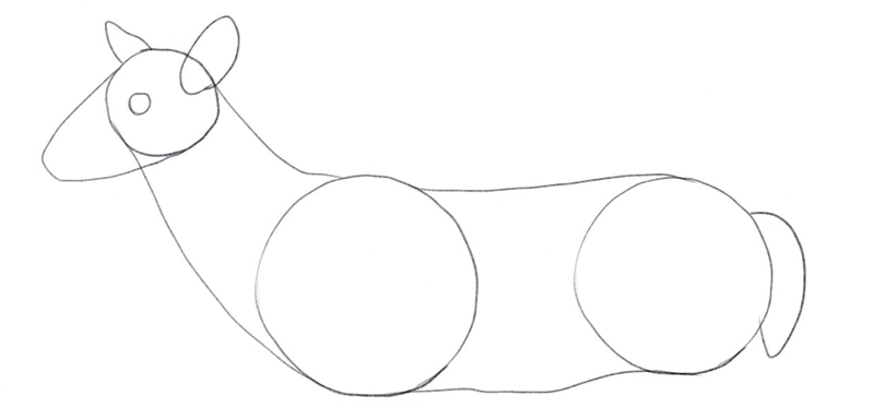 Eyes and ears added to the deer’s head.