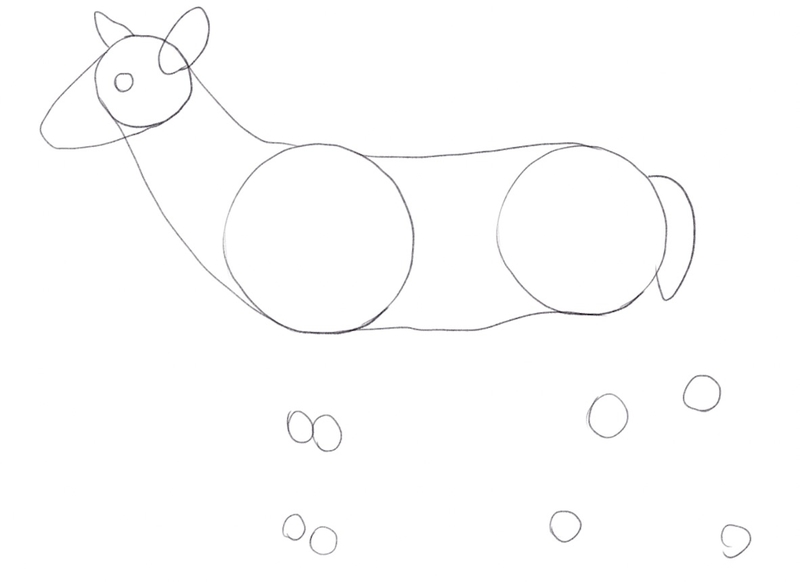 Circles defining the position of deer’s legs.