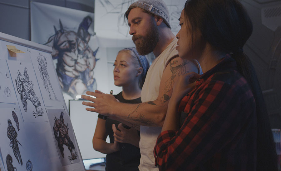 A team of creatives planning a video game.​