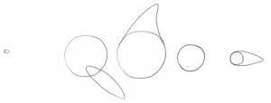 Three circles with fins added to them.