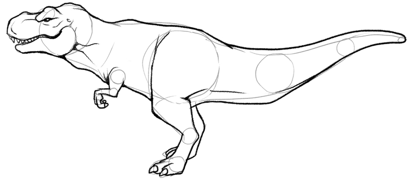 Enhanced lines of the dinosaur’s entire body.