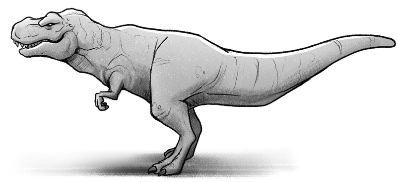Finished dinosaur sketch.