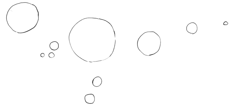Dinosaur’s tail is outlines using three circles.