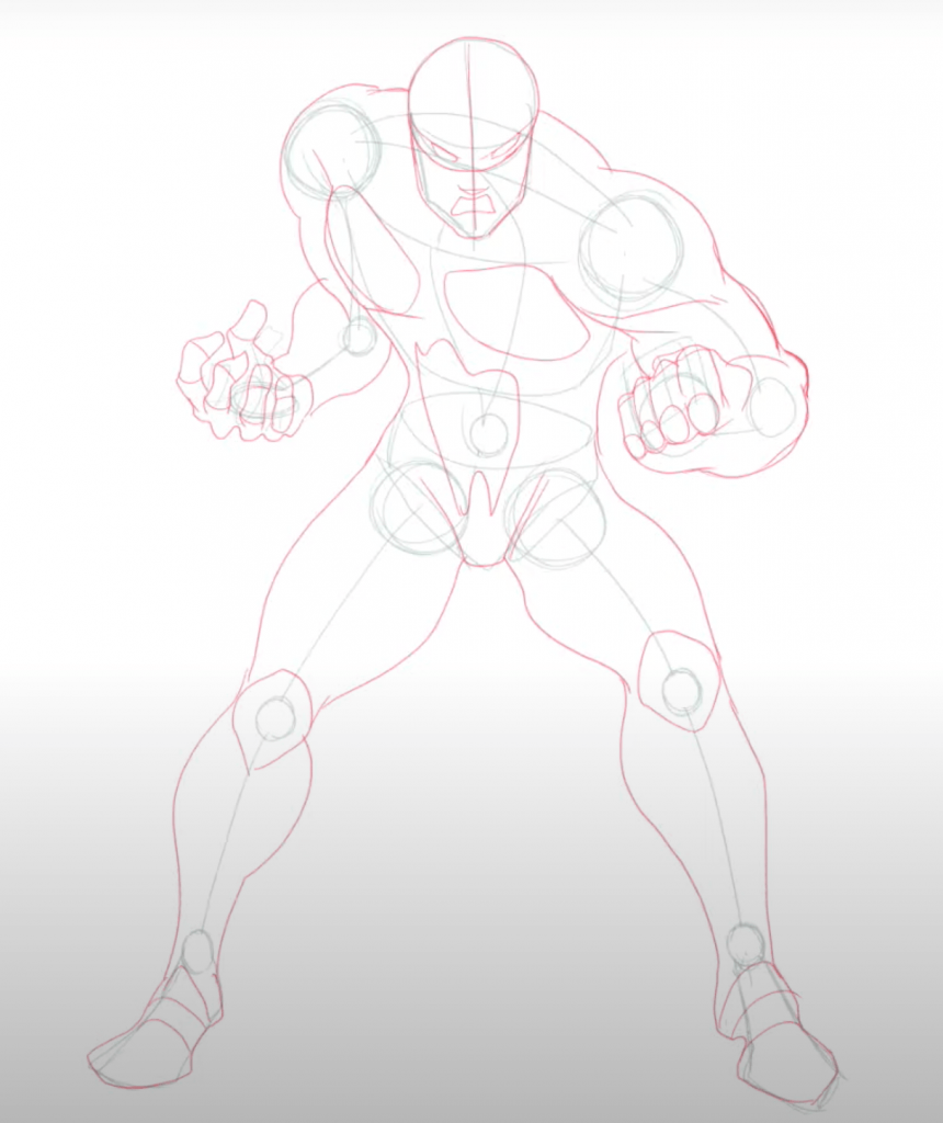 Drawing a comic book character: muscle and bone