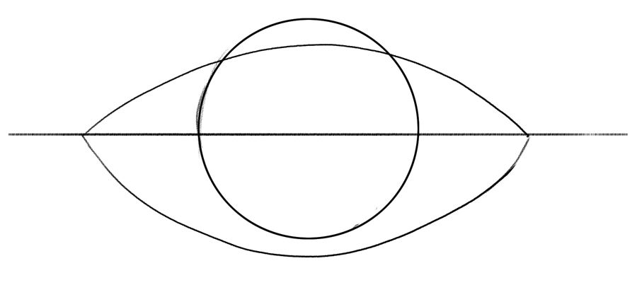 Image showing how to draw an eyelid. 