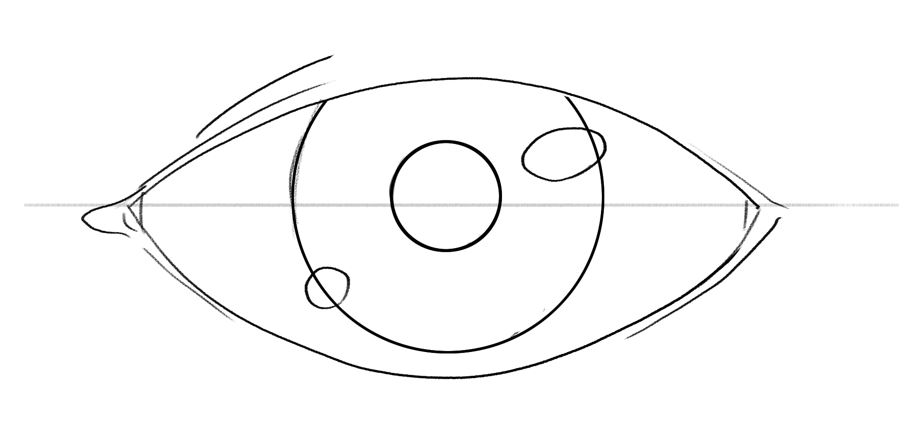 Image showing how to draw a pupil outline. 