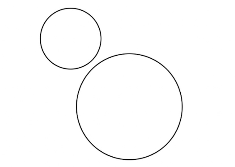 Two circles used to sketch the bird’s head and belly.​