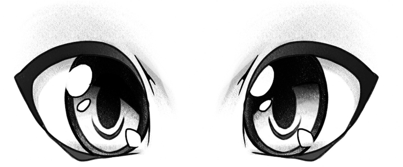 Finished drawing of big anime eyes. ​