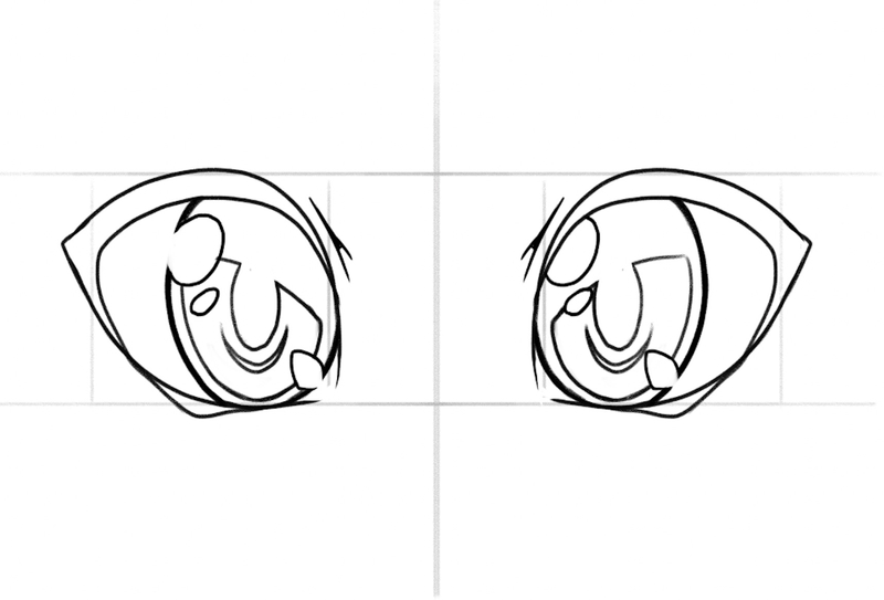 Finished outline of the big anime eyes. ​